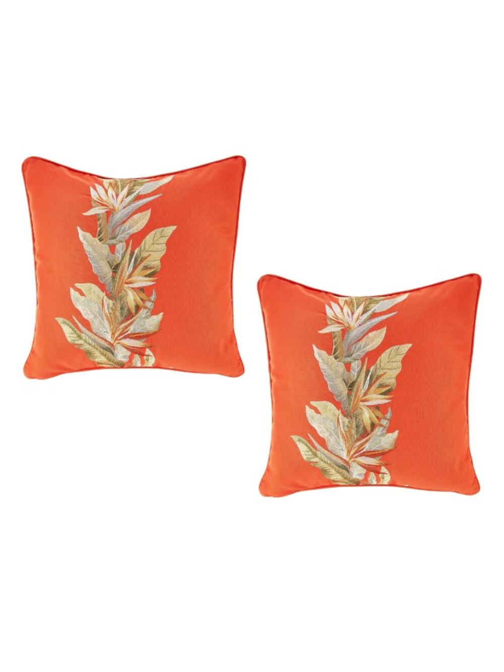 2 new 20-inch Square Tommy Bahama Embroidered BIRDS OF PARADISE Accent Pillows
